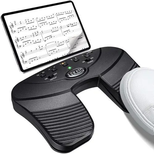 Imagen 1 del producto Lekato-Pedal giratorio de música con Bluetooth, recargable por Usb, inalámbrico, silencioso, para Ipad, Iphone, tableta y portátil