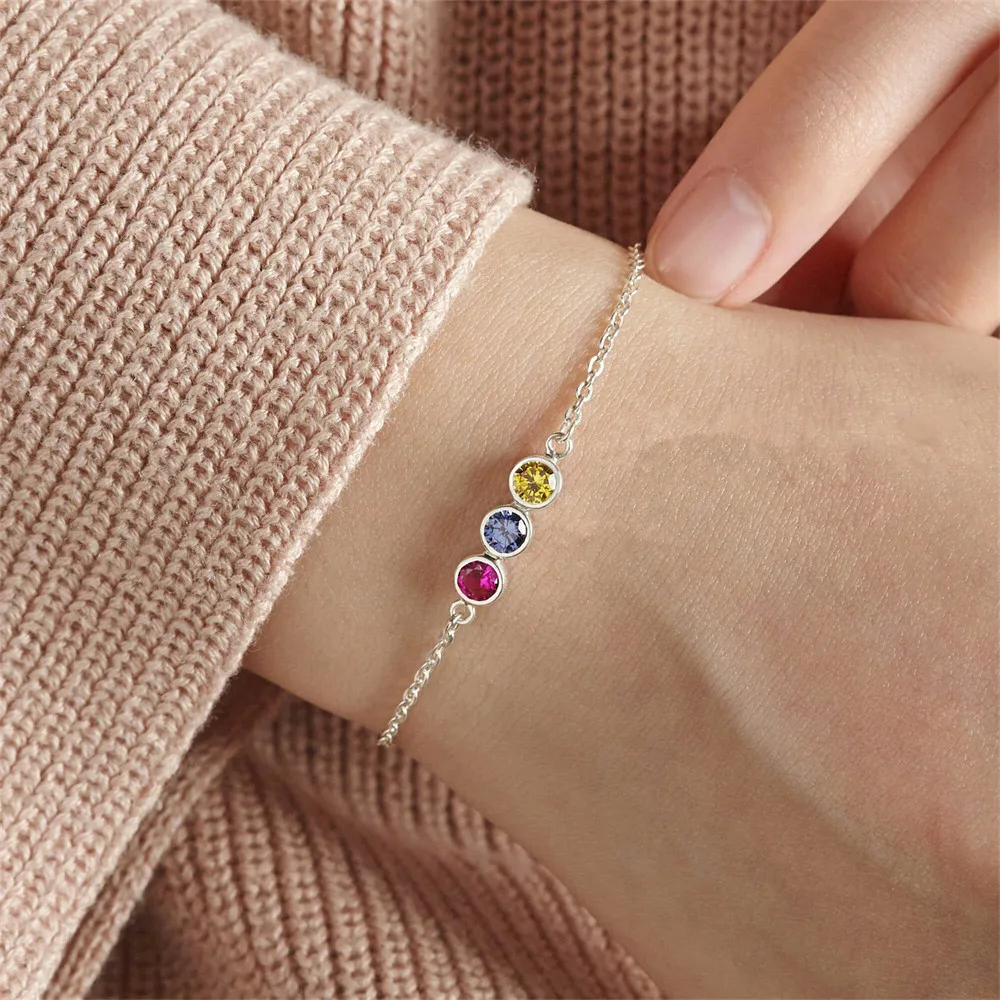 2024 New Custom Multiple Birthstone Bracelet Luxury Jewelry Combined Birth Stone Personalized Zircon Birthstone Bracelets Women