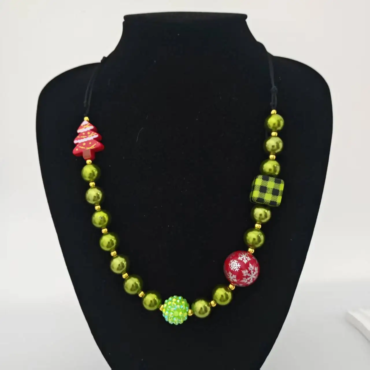 

Child Kids Lovely Christmas Red Tree Beads Gift Girl Boy Handmade Necklace Jewelry Sets For Christmas
