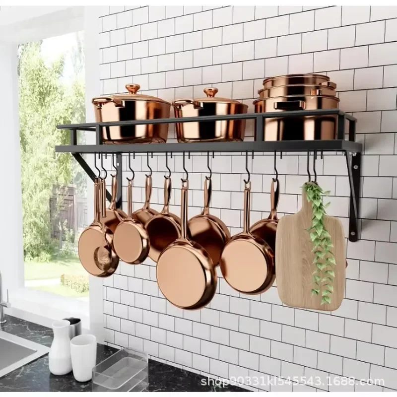 Cross-border New-style Metal Modern Minimalist Kitchen Cookware Hanging Rack Wall-mounted Storage Shelf Soup Pot Stew Pot