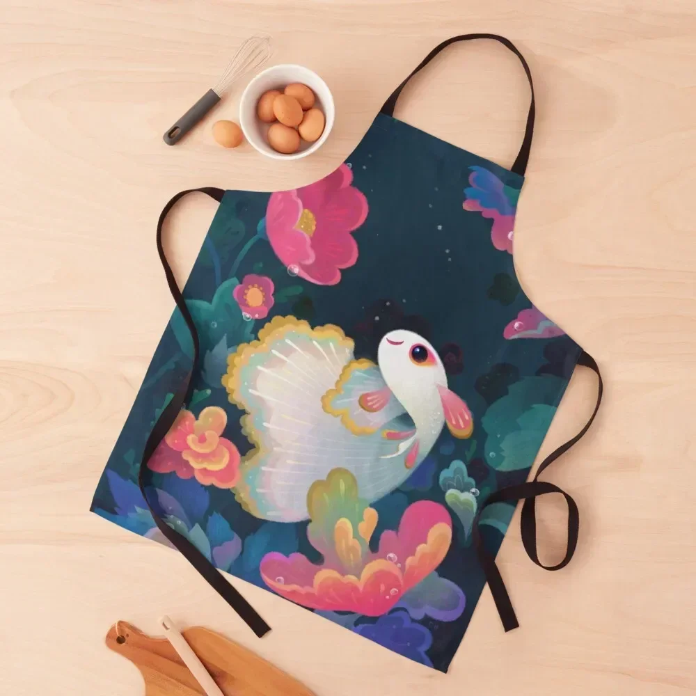 

Flower guppy Apron Christmas gift Women's Kitchen For Home Accessories for home useful pieces Apron