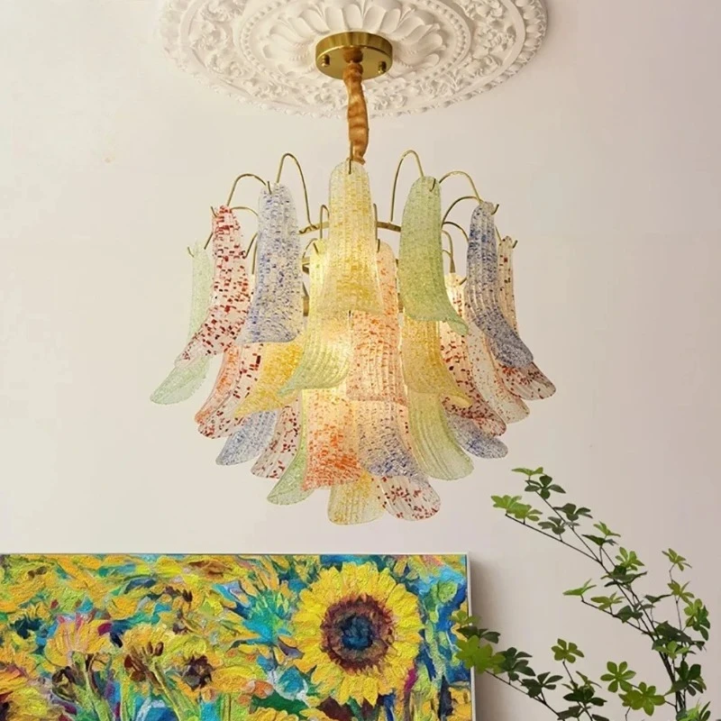 Modern Color Crystal Glass Chandelier - Artistic Shell Design Pendant Lamp For Living Room Bedroom & Gallery Decor