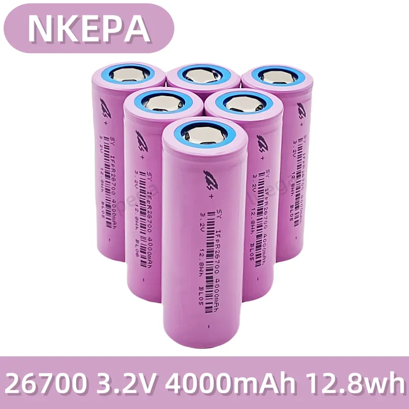 แบตเตอรี่ลิเธียม3.2V 26700ออริจินัล4000mAh เหมาะสำหรับแบตเตอรี่สำรองเช่นไฟฉายกันน้ำแล็ปท็อปของเล่นไฟฟ้า