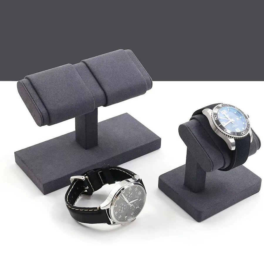 Black Velvet Watch Display Stand Single & Dual Watch Holder Anti-Scratch Jewelry Organizer for Retail Home Showcase image 2