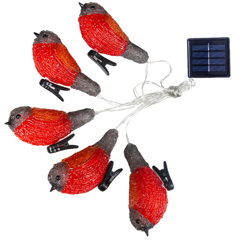

1Set Solar Powered Robin Shaped LED String Lights for Garden Decoration Outdoor Balcony Courtyard Party Warm Romantic Atmosphere