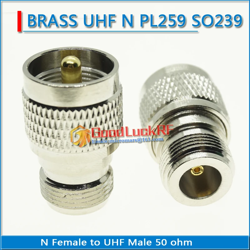 1X Pcs N Female To UHF Male Plug N To UHF PL259 SO239 Connector Socket N - UHF Nickel Plated Brass Straight RF Coaxial Adapters