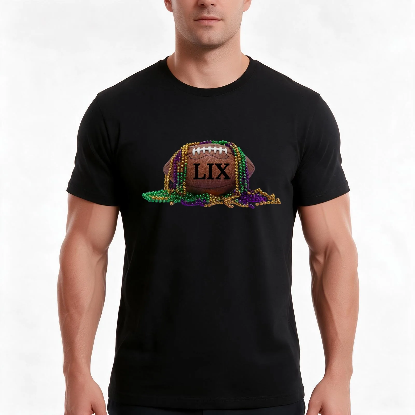 Mardi Gras and Football 2025 Fat Tuesday Sports 59 T-Shirt Summer Casual Cotton Tee Oversized Streetwear Tops 100% Cotton