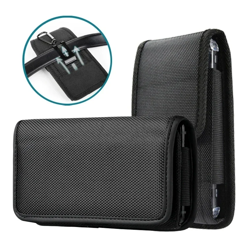Durable Anti-Theft Phone Holster Bag with RFID Blocking - Heavy Duty Nylon Waist Pack w/Quick-Release Buckle & Metal D-Ring