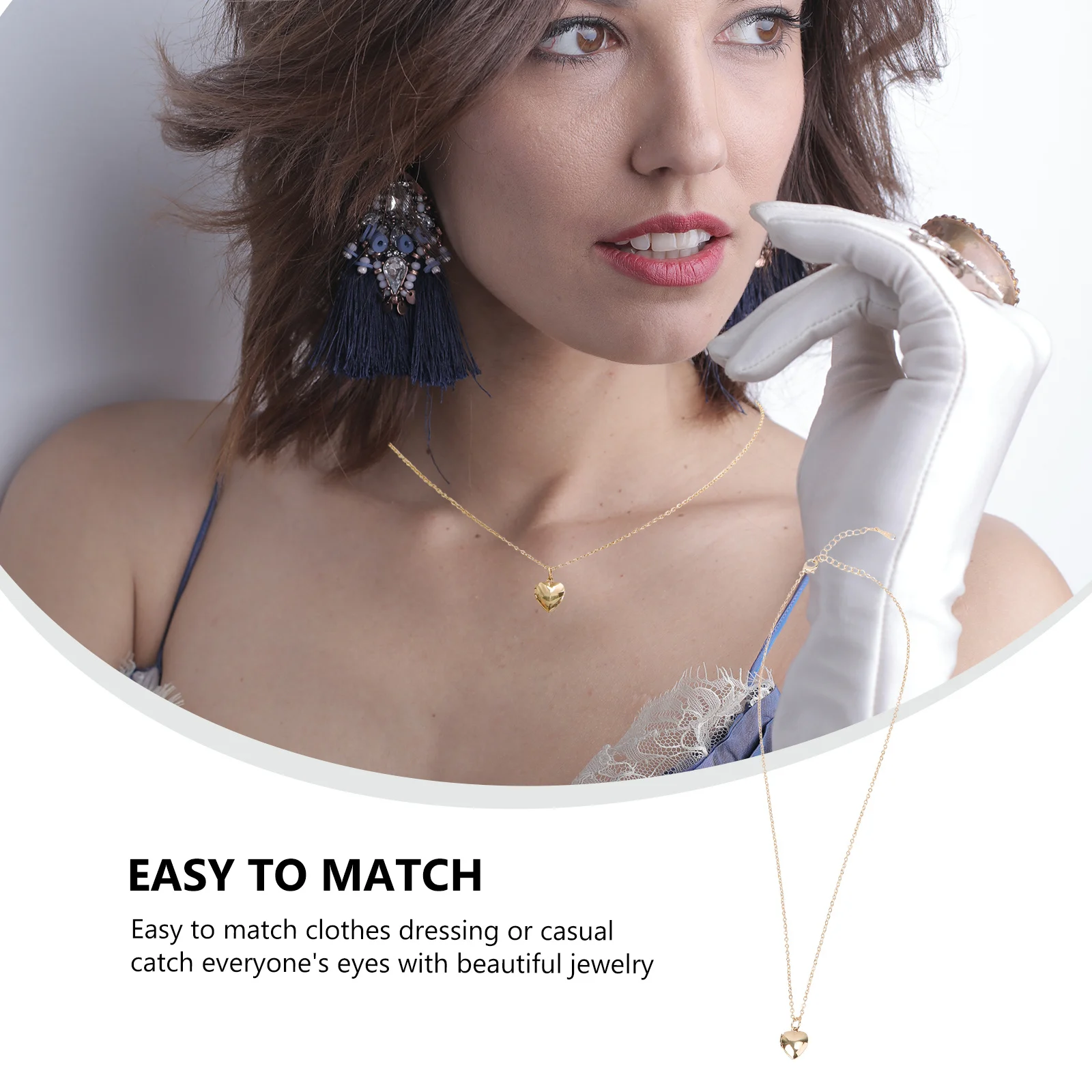 النحاس على شكل قلب صور المنجد قلادة قلادة مجوهرات للنساء الفتيات هدية يومية حفلة المنجد قلادة الرقبة قلادة معلقة