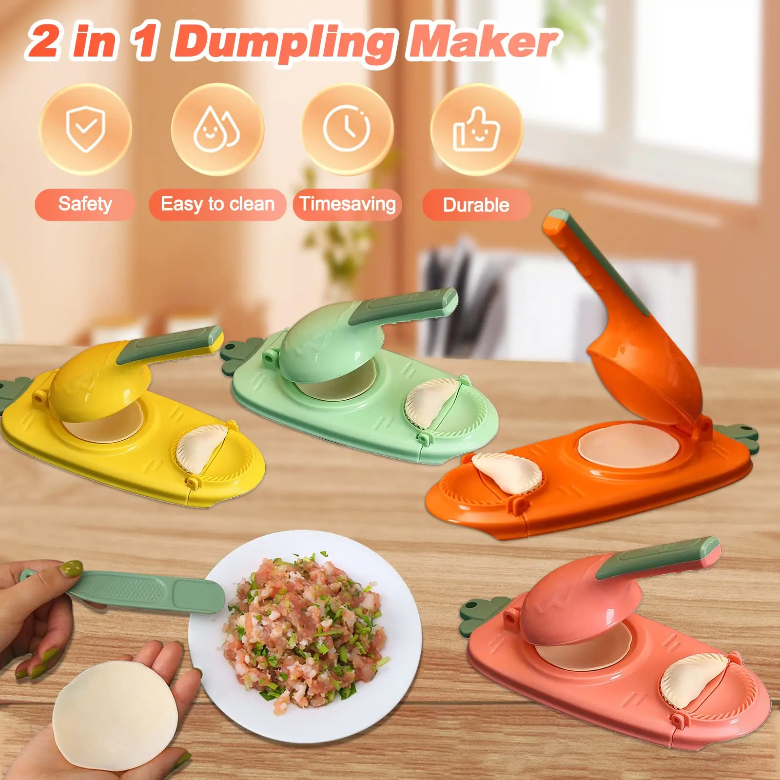 2 In 1 Dumpling Maker Machine, Multi Function Dumpling Mold Set,Dumplings Skin Artifact Manual Dumpling Press Maker