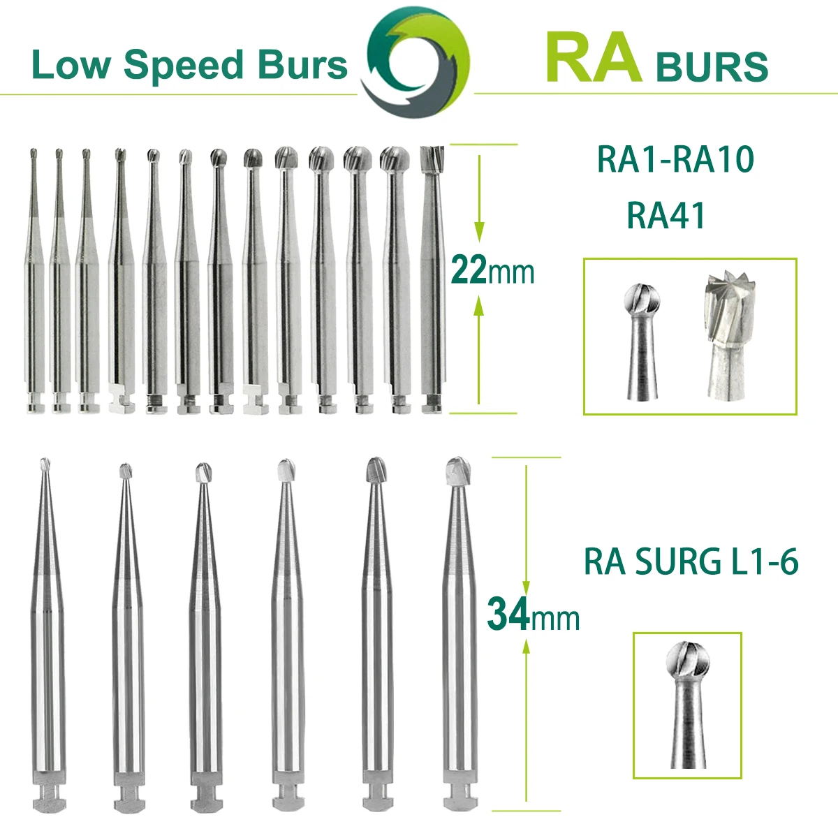 PRIMA WAVE Dental Tungsten Carbide Bur RA SURG L Series Dentistry Drill Round Head Low Speed Strawberries And Implant Burs