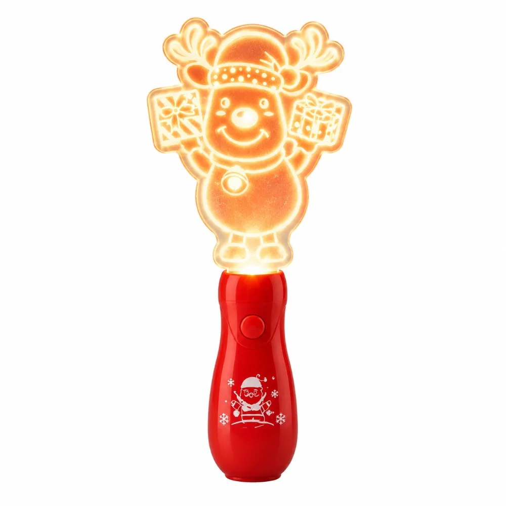 LED Flashing Lights Christmas Wand Built In Music Light Up Glowing Stick Handheld Smooth Plastic LED Light Up Stick
