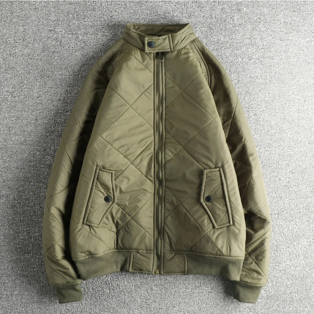 

Reversible rhombus quilted quilted warm men's jacket American retro trendy youth jacket