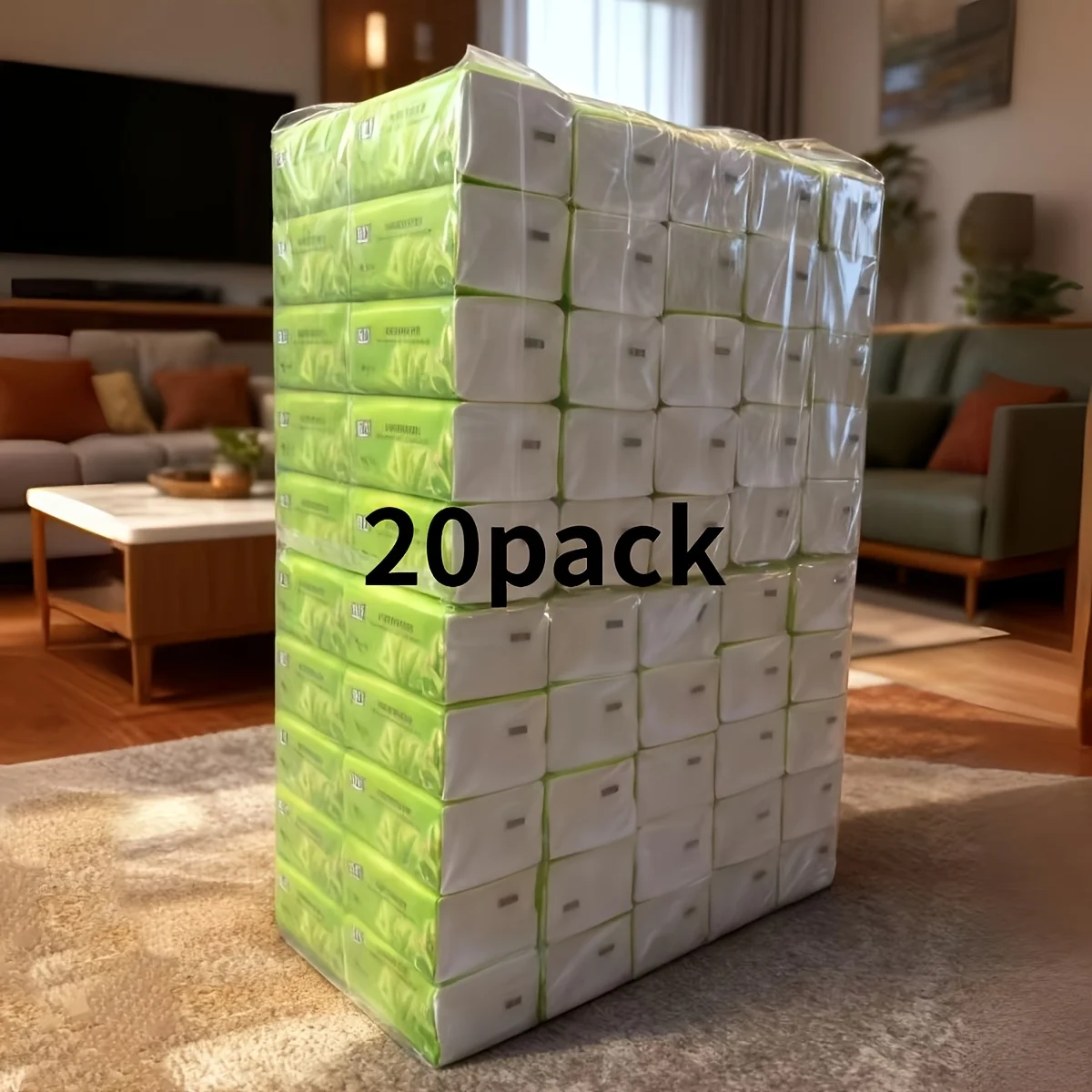20 Packs of Ultra-soft Facial Tissues, High-quality Tissue Paper, and Disposable Napkins—ideal for Homes and Restaurants,