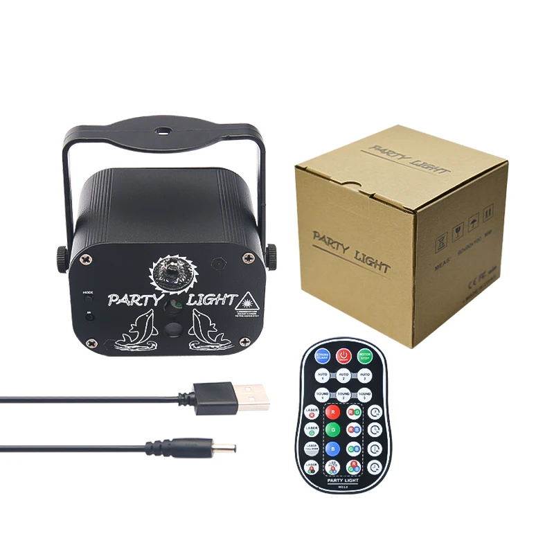 USB Laser Party Light Mini 60 Patterns Projector With Remoter Sound Activated Disco Christmas Holiday Decoration