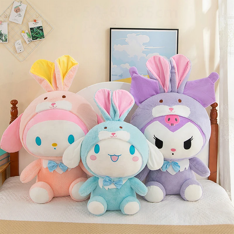 

80cm Sanrio Kawaii Kuromi Plush Toy with Colorful Design Cute Big Size Cinnamoroll My Melody Stuffed Doll Large Soft Toy Gift