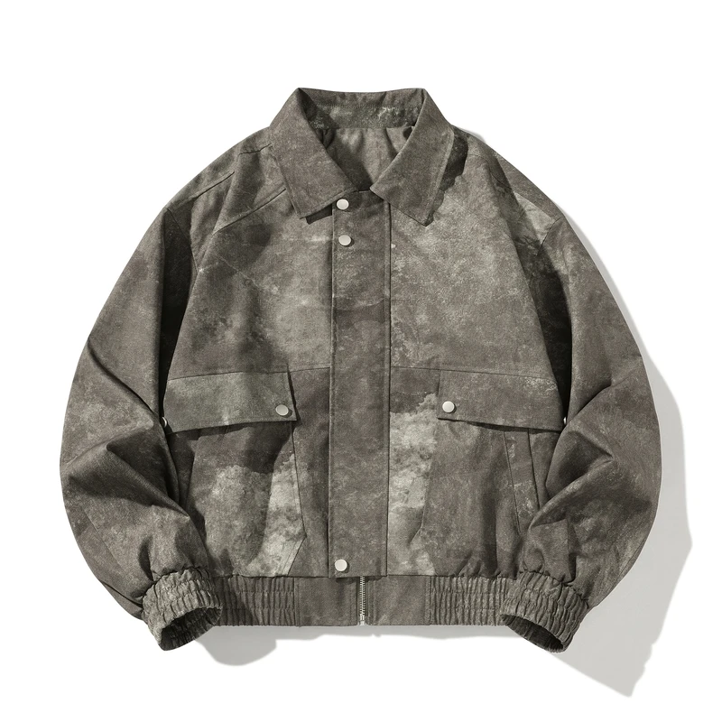 2025 Autumn Men Casual Oil-Resistant Collar Jacket Men American Retro Fashion High Quality Coats Men High Street Jacket