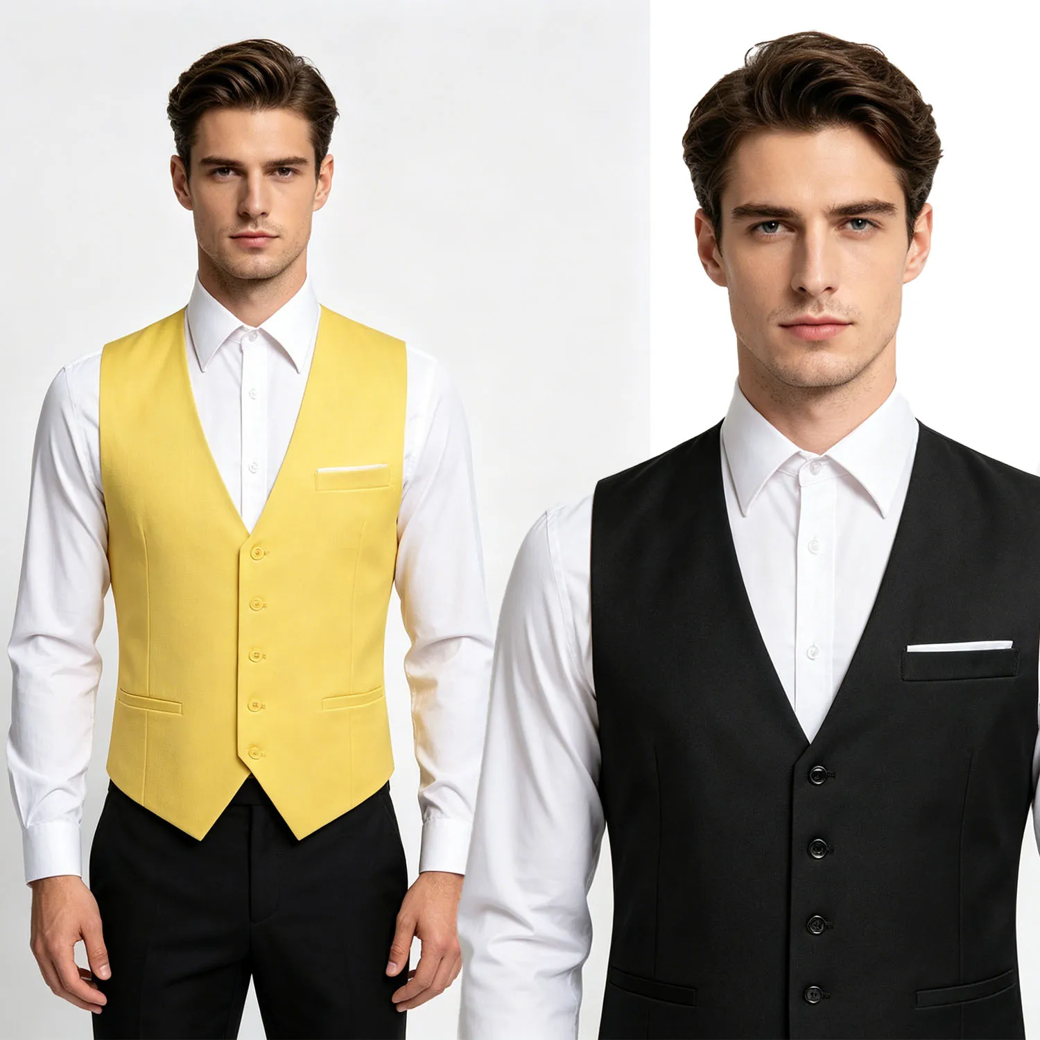 Men's Formal Suit Vest, Solid Color V-Neck Waistcoat with Side Pockets, for Business Meetings, Wedding , Parties and Daily Wear