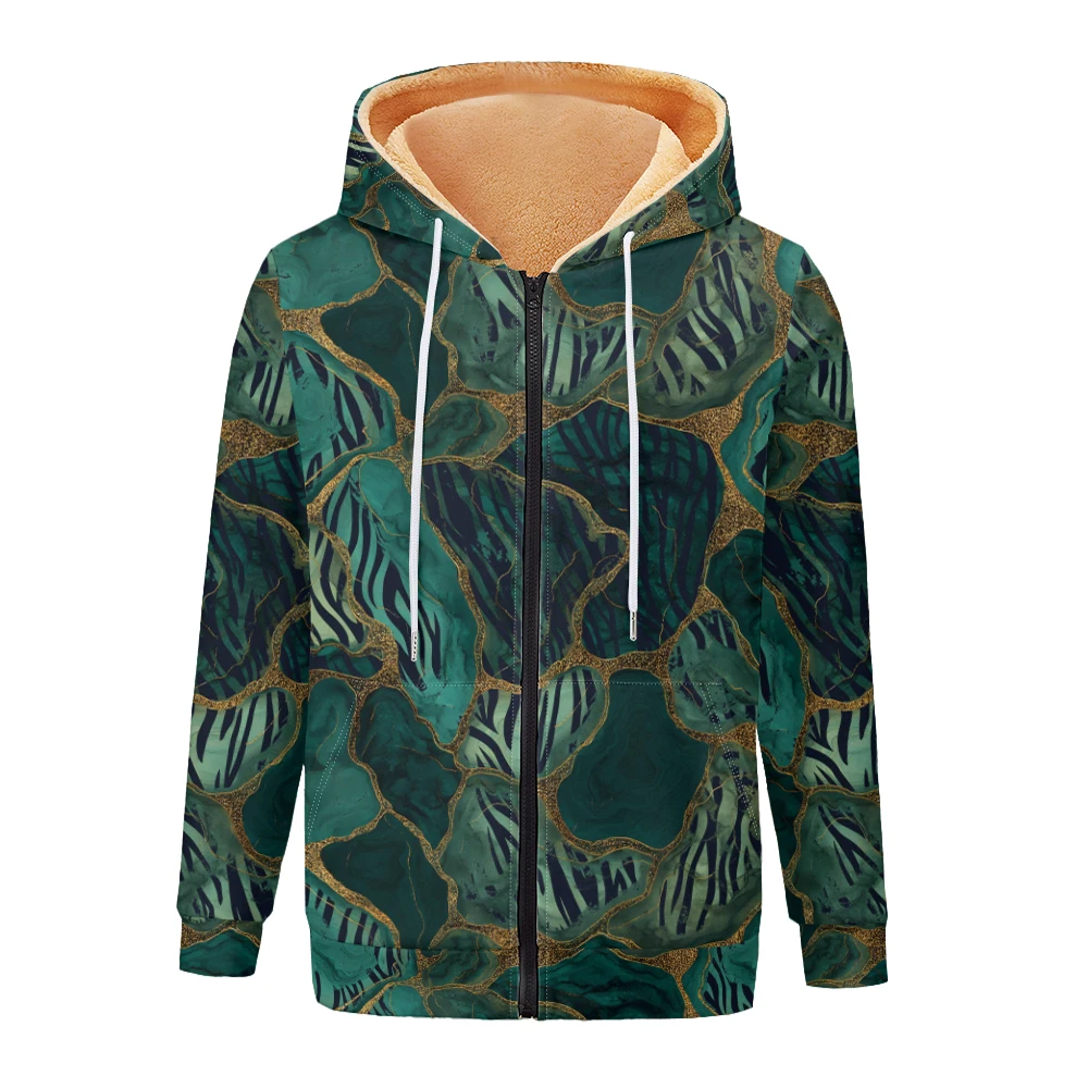 

Abstract Colorful Stripes Women Jacket Coats Printed Hoodie Fleece Lined Winter ​Warm Streetwear Motorcycle Outwear Clothing