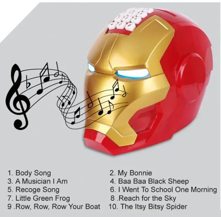 Superheld Elektronisch Licht En Muziek Ironman Iron Man Helm Wachtwoord Lock Spaarpot Actie Figuren Speelgoed Decoratie Kids Cadeau