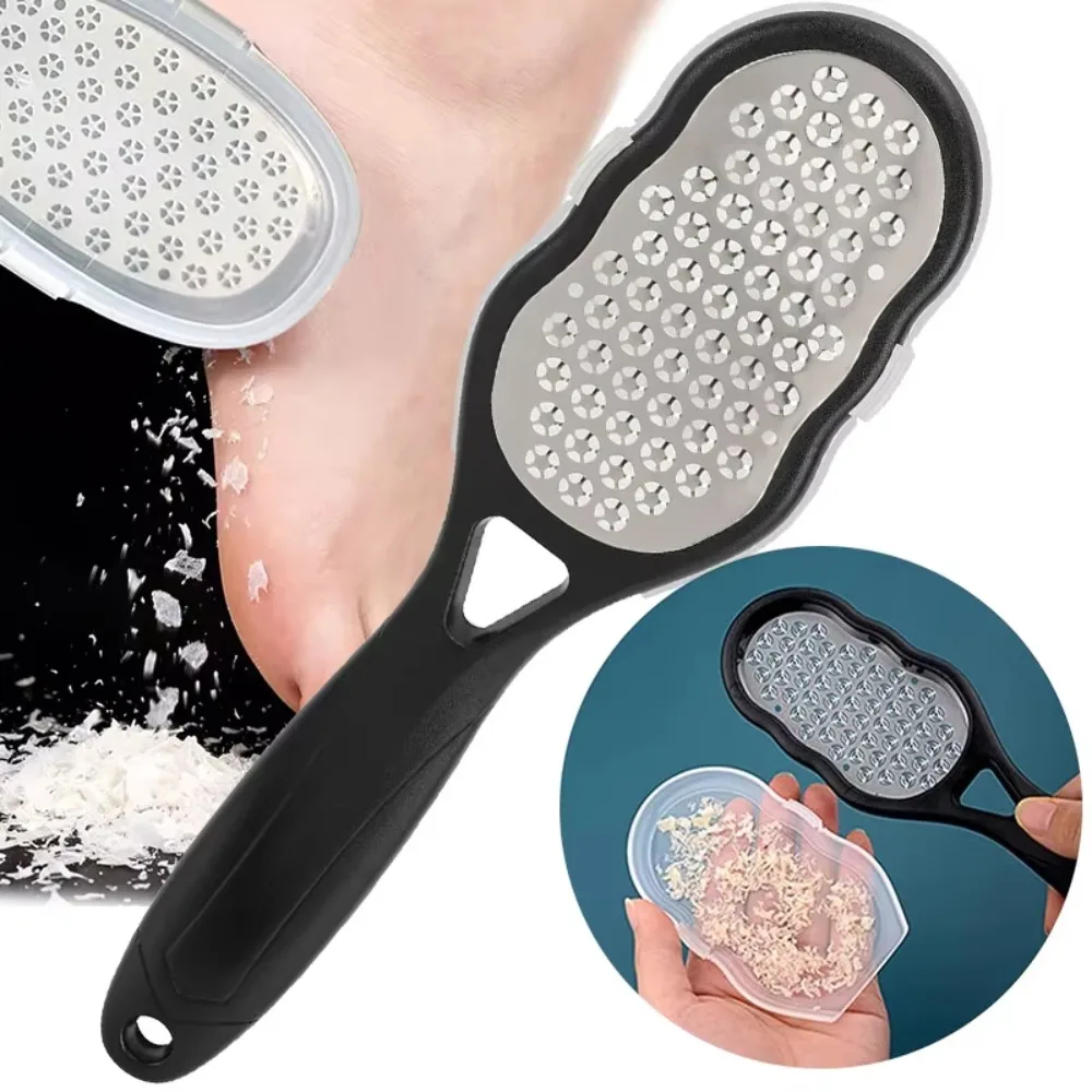 Portable Stainless Steel Foot File Multifunctional with Storage Cover Dead Skin Scraper Easy-Clean Callus Remover Pedicure