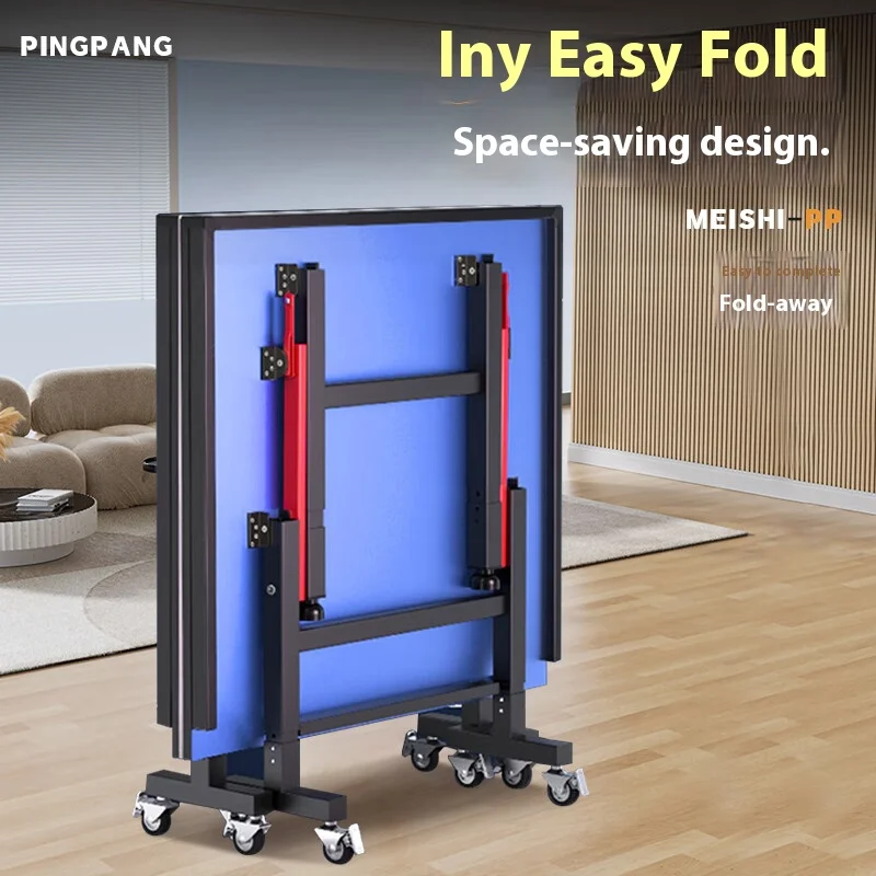 

18mm Indoor Standard Size Movable Ping Pong Table, Double Foldable with Wheels Ping Pong Set