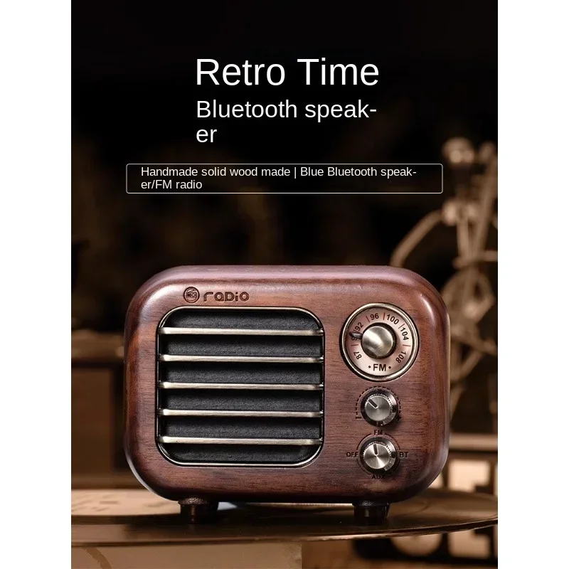 Retro bluetooth speaker small stereo mini subwoofer 3d surround home portable