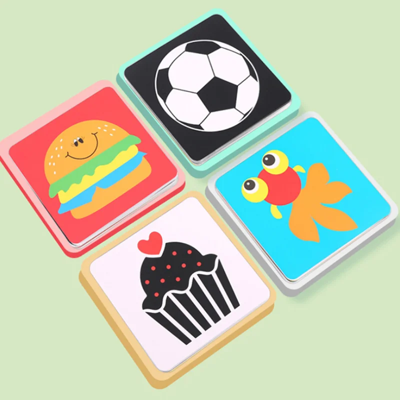 High Contrast Visual Stimulation Learning Toys for Children Montessori Baby Visual Stimulation Cards Toy Black White Flash Cards