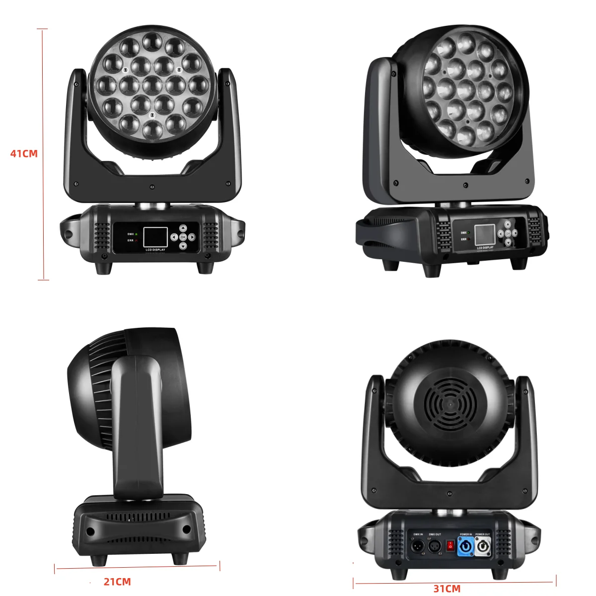 19x15W RGBW 4in1 Beam Wash Zoom Circle Control LED Moving Head Light Professional Machine DMX512 DJ Bar Stage Lights Effect