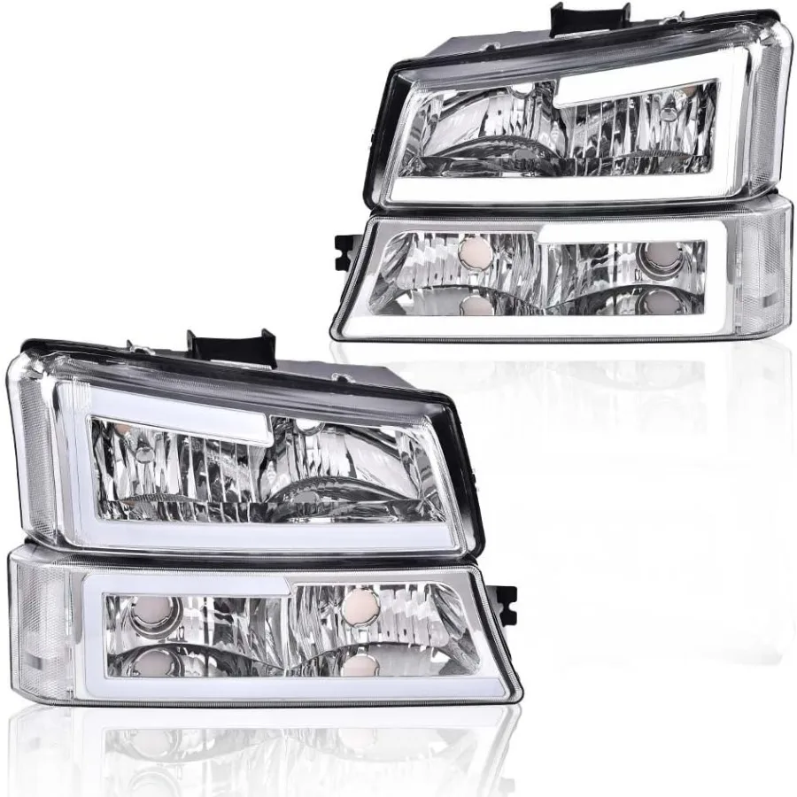 زوج المصابيح الأمامية LED مناسب لموديلات 20032006 تشيفي أفالانش 1500 2500 سيلفرادو 1500 2500 3500 HD مع عدسة شفافة كروم هاوسين #1