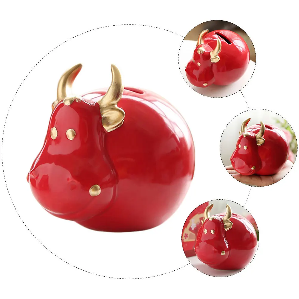 

1Pcs Coin Saving Box for Kids Cattle-Shaped Piggy Bank Strong Build Cartoon Style Daily Coin Collection Organizer Desktop