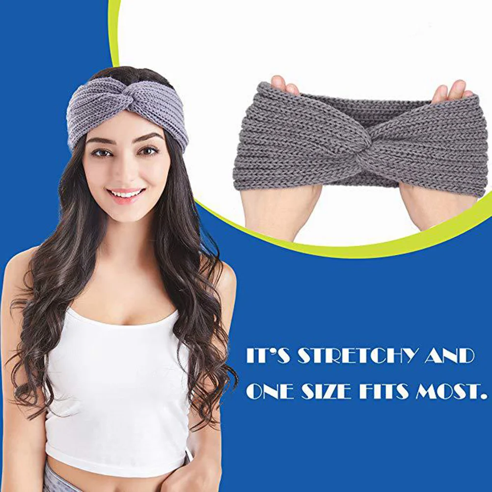 

4pcs Wool Headbands For Women Winter Knitted Hair Bands Ear Warmer Headwrap Cross Design Comfortable Hair Accessory For Spa Mask