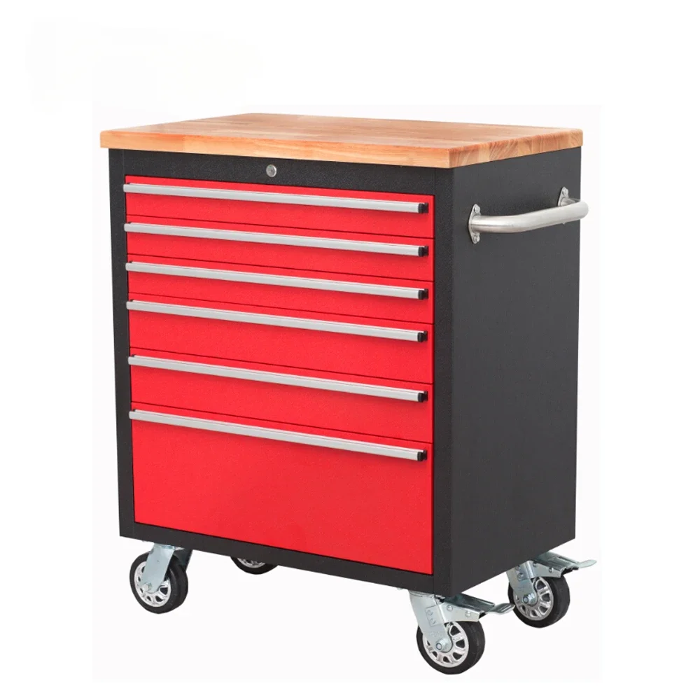 Garage Use 6 Drawer Tool Cabinet with Wooden Worktop Tool Storage Cabinet