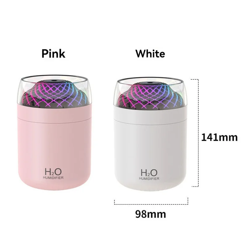 Nawilżacz Powietrza ABJO-Szkło Kolorowe Światło Dekoracja na Stolik Nocny Lampka Nocna USB Duży Nawilżacz Powietrza z Dużą Mgłą