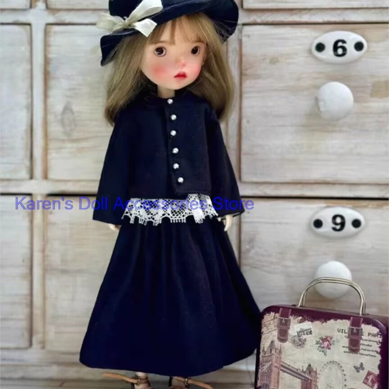 5pcs 2026 coat/top/black half-length skirt/ hat, white lace socks for landoudou/Blythe(Fit for Lulu,ymy24,Ob22,24,26,zone)