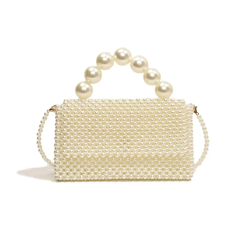 Fairy Bag Summer 2024 New Pearl Handle One-shoulder Holiday Woven Bag Purses and Handbags  Crossbody Bags for Women