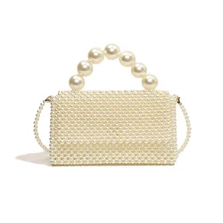 Fairy Bag Summer 2024 New Pearl Handle One-shoulder Holiday Woven Bag Purses and Handbags  Crossbody Bags for Women