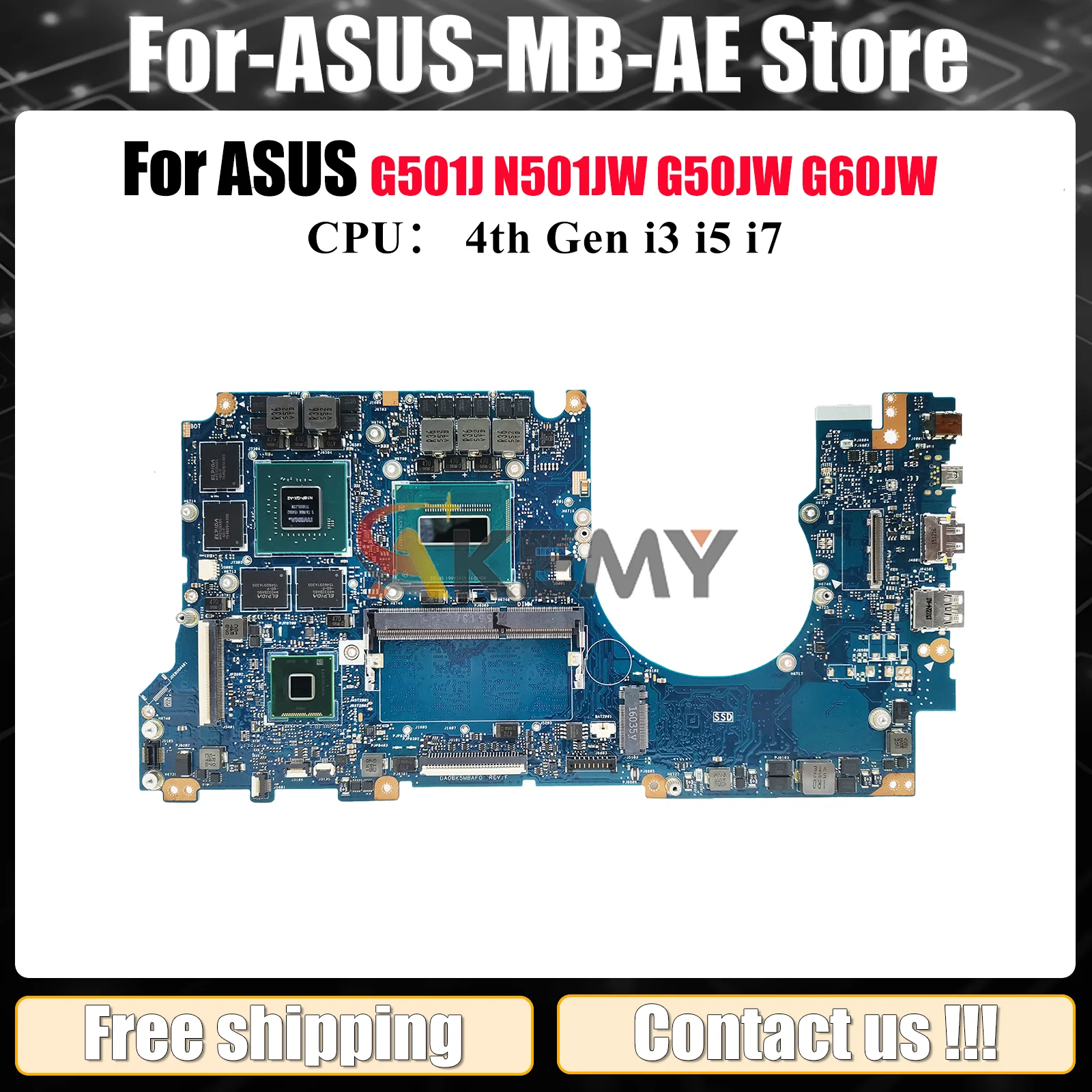 

N501JW Материнская плата для ноутбука ASUS ROG G501J N501J N501JW Материнская плата для ноутбука с процессором i3 i5 i7 100% тестирование ОК быстрая доставка stk