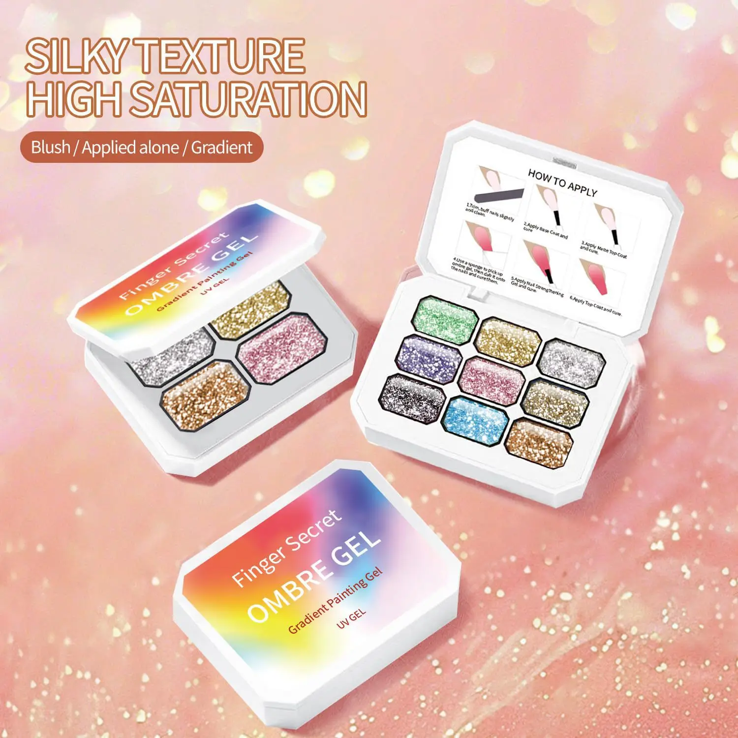 Four Grid Nail Concealer Patting Gel LED Curing High Saturation Wash Free Shiny Gradient Painting Nail Art Gel Manicure Supplies