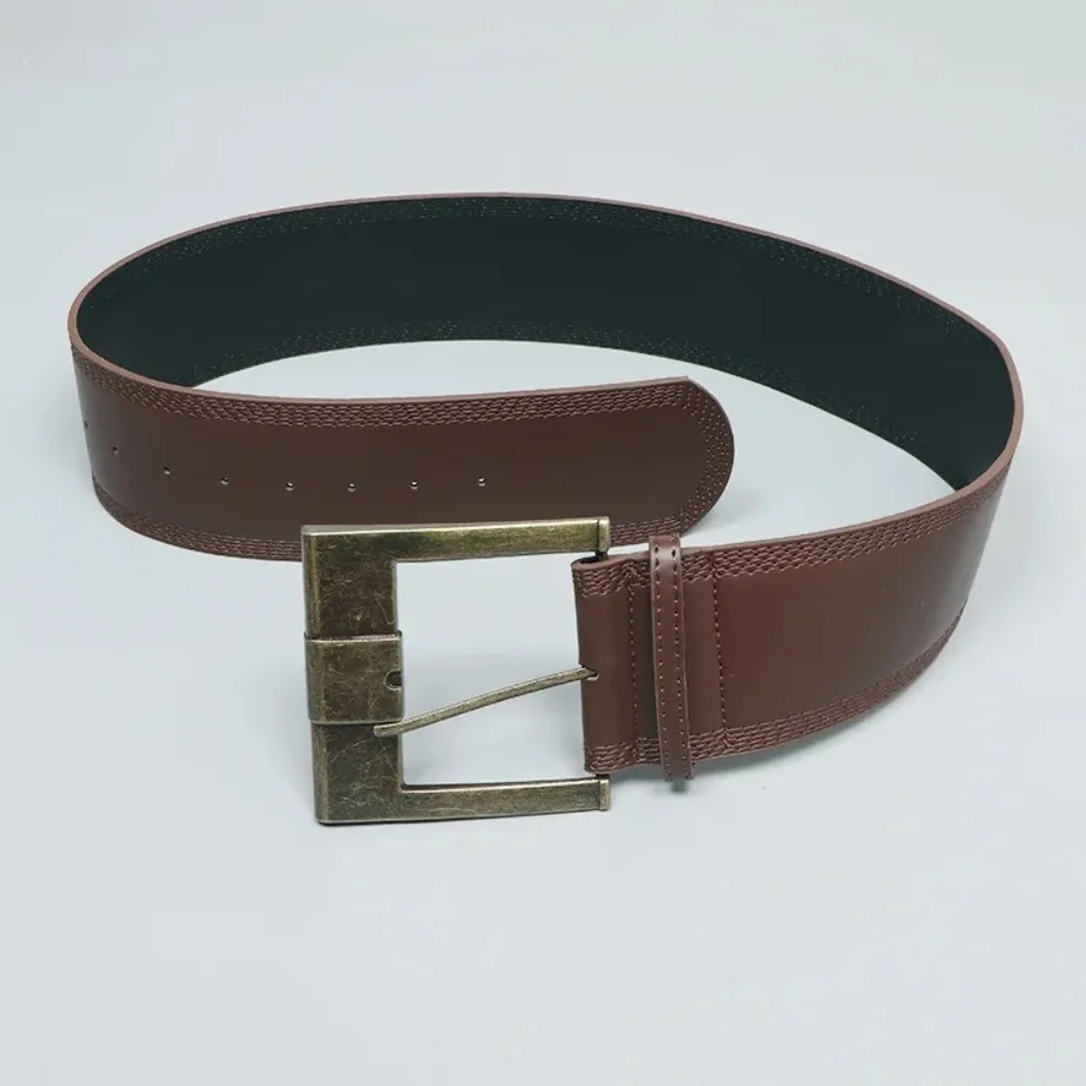 عالية الجودة خمر حزام واسع الشرير نمط بولي Leather جلد النساء أحزمة مشبك معدني بلون الجرونج الزنانير للنساء