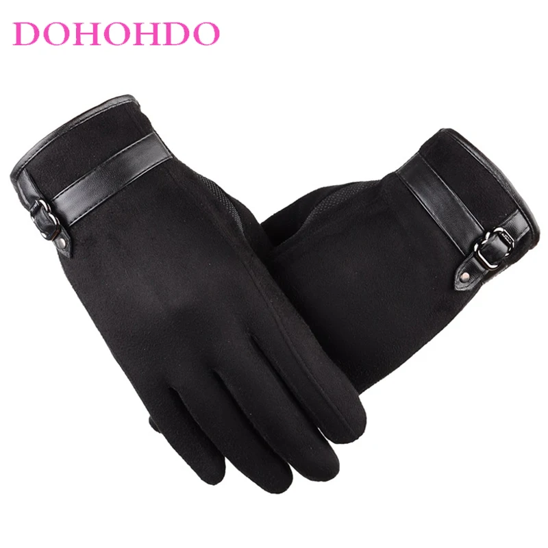 

Velvet Touch Screen Black Gloves Men Winter Thick Windproof Warm Cycling Driving Korean Version Leisure Cotton Motorcycle Gloves