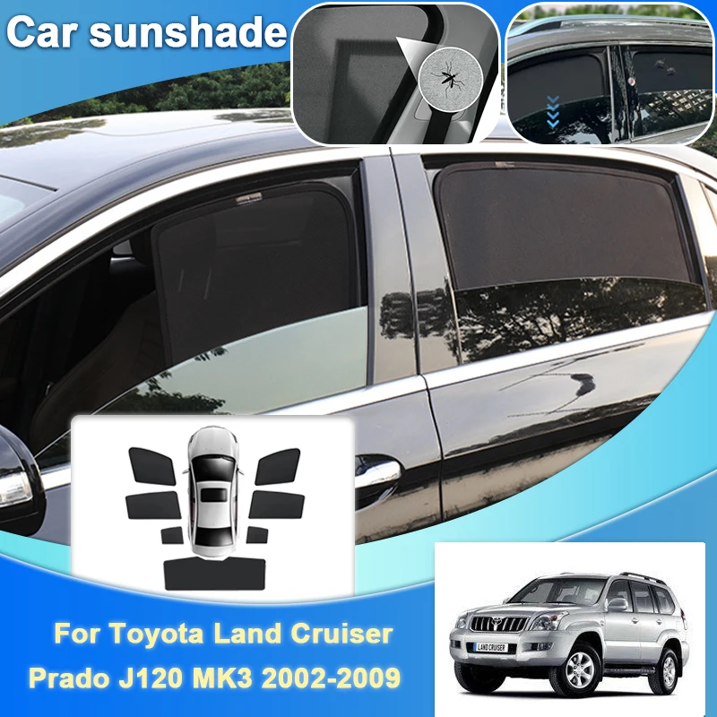 

For Toyota Land Cruiser Prado J120 MK3 2002-2009 Mesh Visor Heat Insulation Shade Sun Protection Magnetic Shades Car Accessories