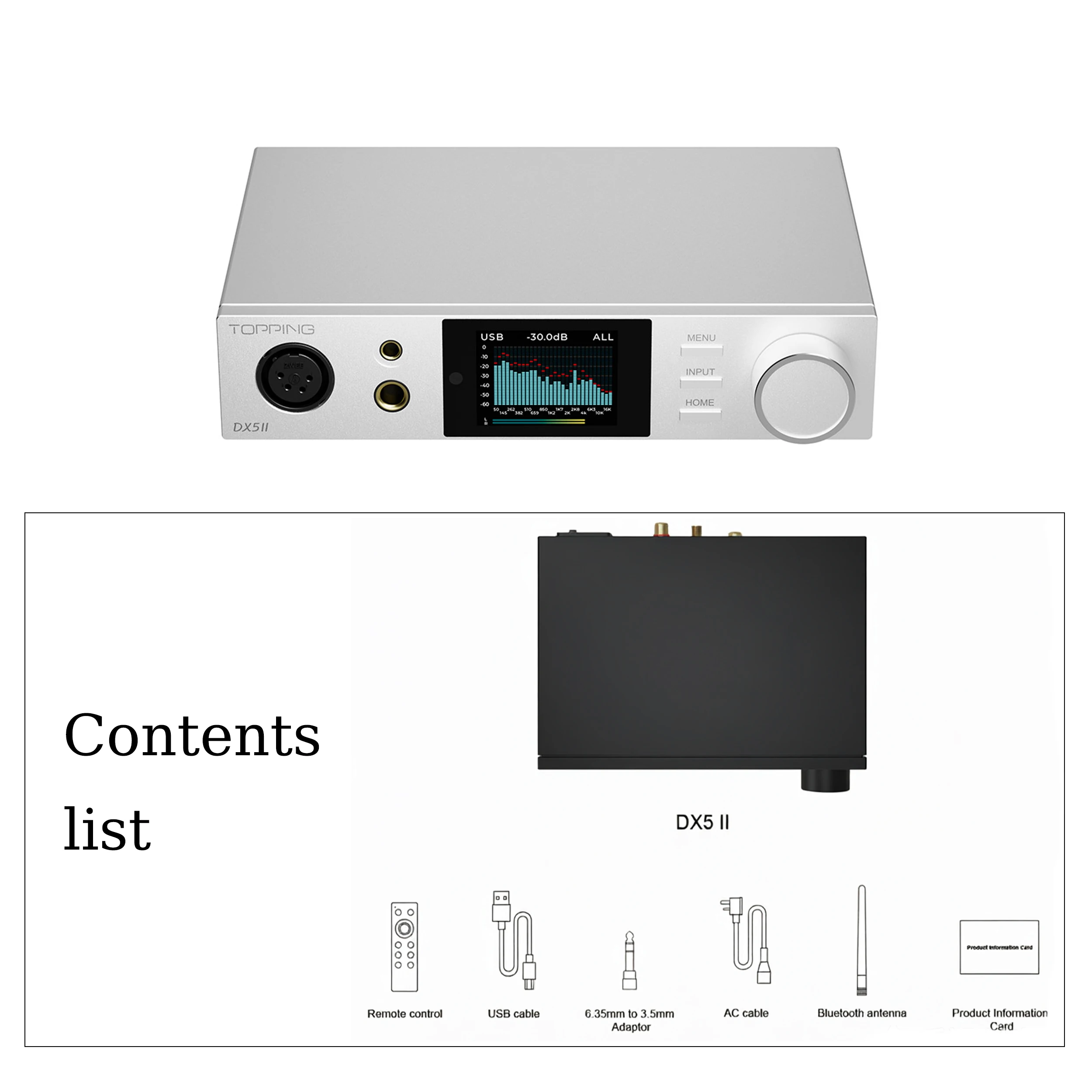 TOPPING DX5 II: hoogwaardige DAC en hoofdtelefoonversterker, dubbele ES9039Q2M X-Hybrid-versterker, 10-bands PEQ, LD.