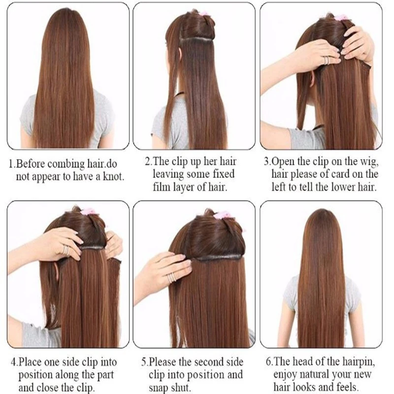 الاصطناعية 5 مقاطع قطعة واحدة رشاقته الشعر التمديد طويل مستقيم تصفيفة الشعر 16 بوصة 20 بوصة 24 بوصة أسود براون هيربيسي للنساء