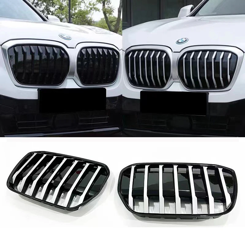 

Black Radiator Grilles For BMW 2021-2023 BMW IX3 Front Double Kidney Hood Gloss Black Carbon Fiber ABS Plasstic Car Accessories