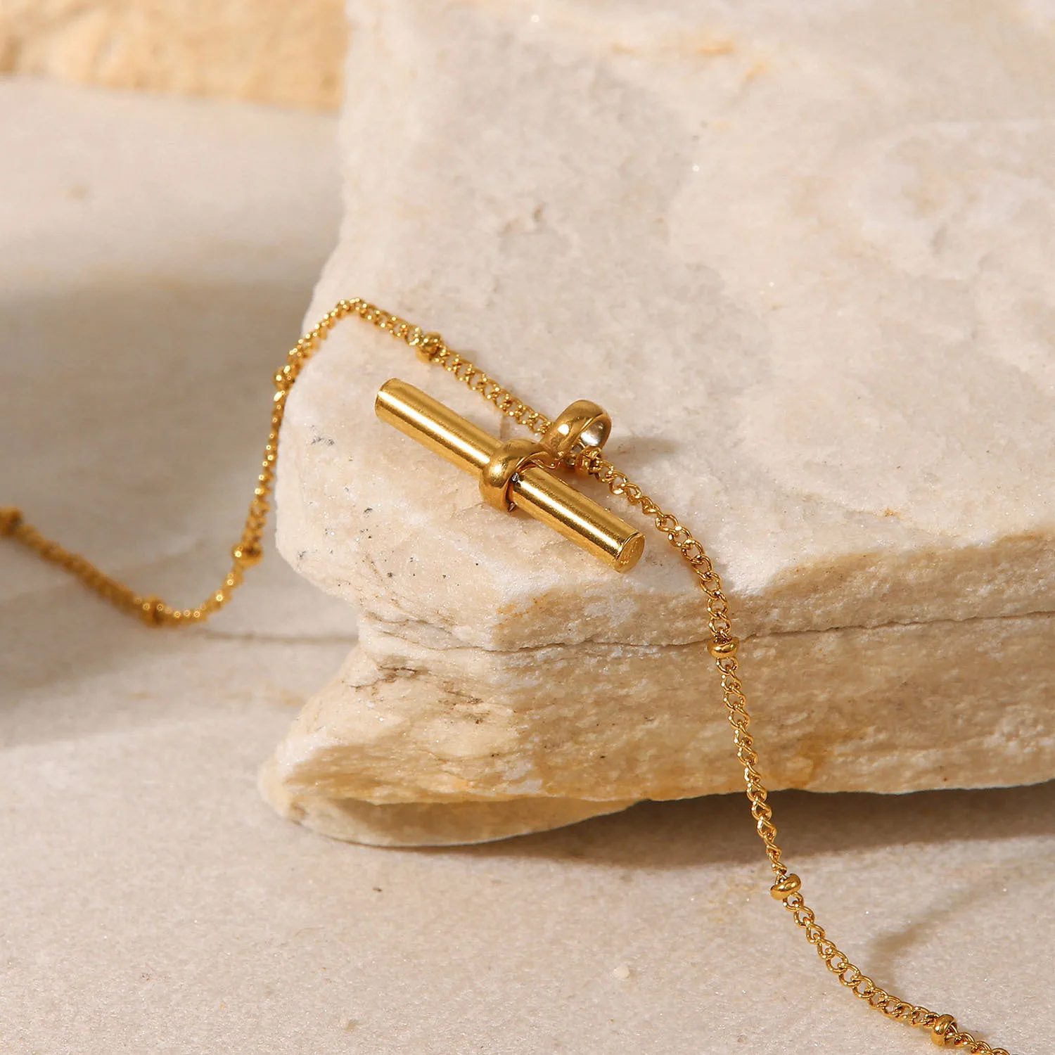 New Kpop Simple Charm Geometric Chain Bracelet for Women 316L Stainless steel IP Gold Plated Does Not Fade