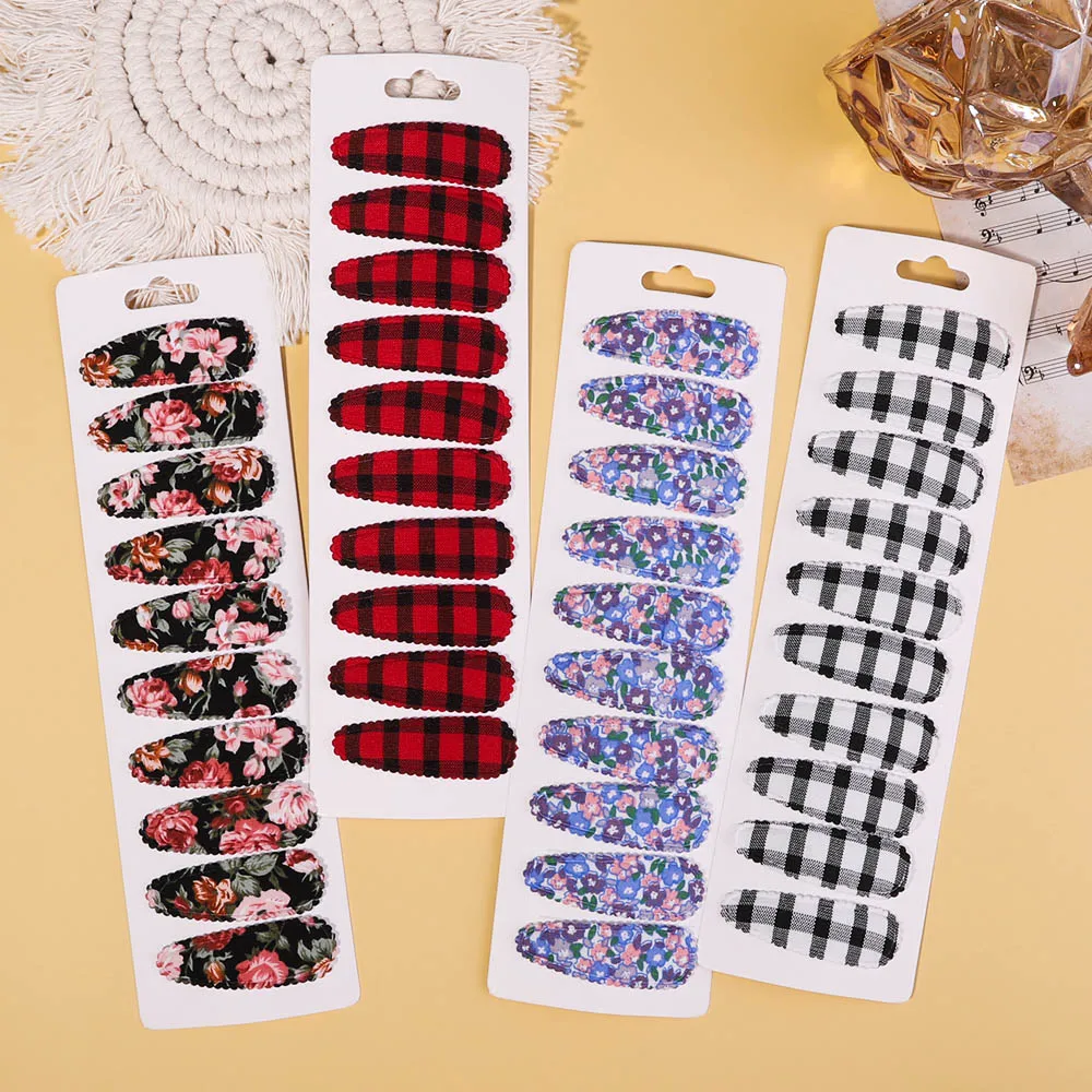 10Pcs/Lot Print Flower Snap Hair Clips For Women Girls Sweet BB Hairpins Barrettes Headwear Kids Accessories For Hair Wholesale