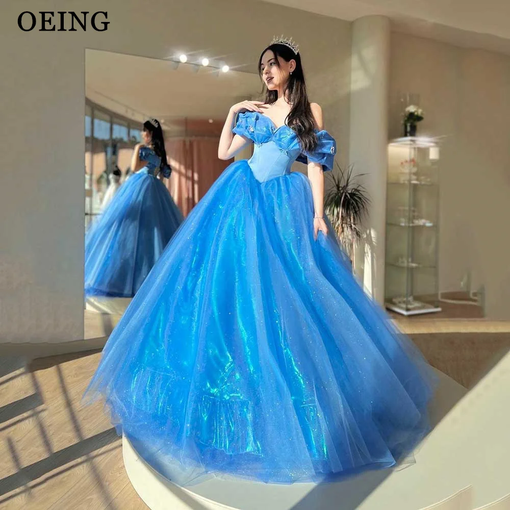 OEING Glitter Prom Dress Quinceanera Dresse Elegant Off The Shoulder Appliques Vestidos De 15 Quinceañera Princess Party Gowns