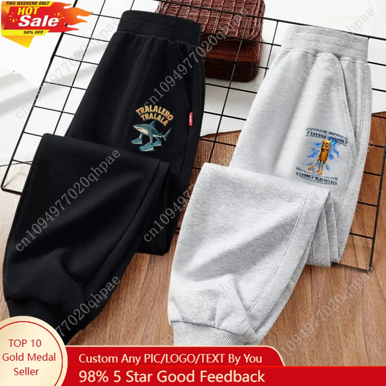 

Children Casual Long Pants Italian Brainrot Cartoon Trousers Shark Pattern Sports Pants 3-14T Boys Clothing