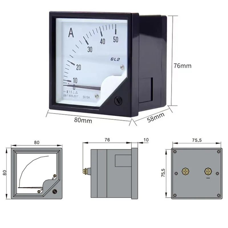 Instrument 6L2 Pointer AC Frequency Meter 45-55Hz 380V 220v 100V AC 80*80mm 6C2 0-55Hz DC 10V DC4-20mA